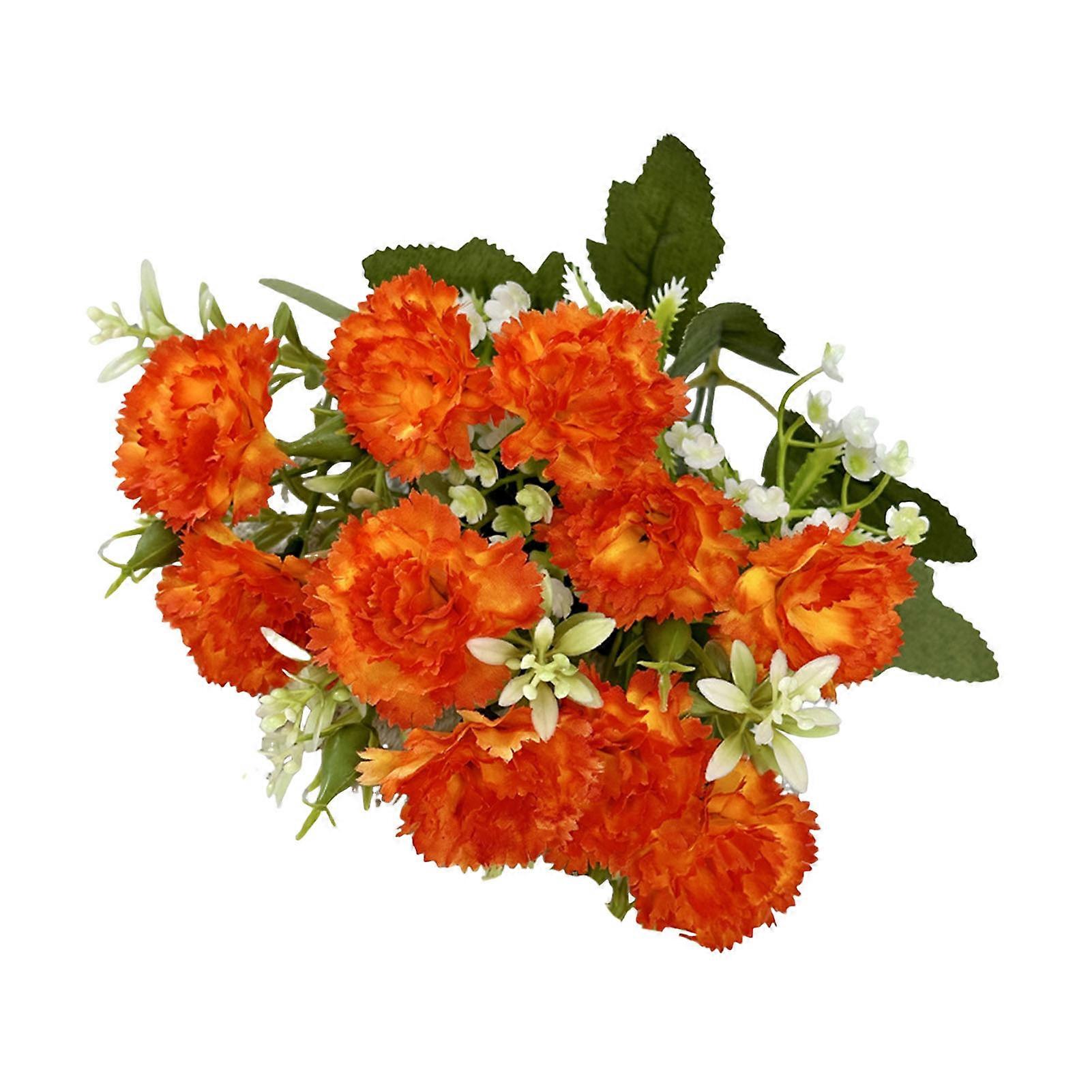 Artificial Carnation Flower with Stem 10 Head Home Office Table Centerpiece Wedding Faux Flower Branch Floral Arrangement Decoration