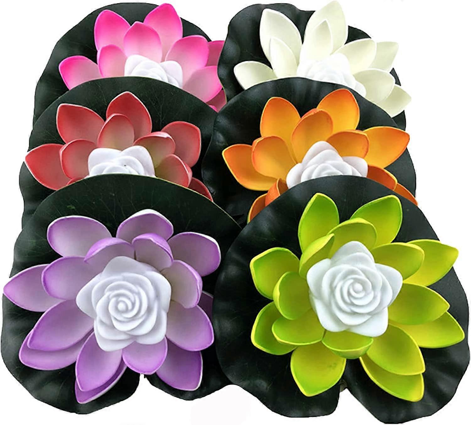 6Pcs Artificial LED Lotus Light, Waterproof Floating Event Decoration