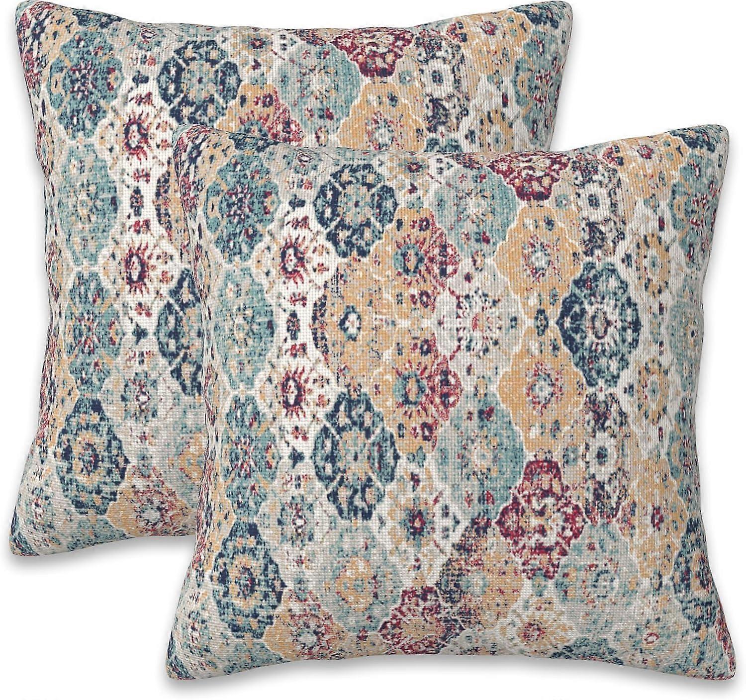 Kasta kuddfodral Etniska Boho kuddfodral 16x16 tum Set med 2 Mattor Boho Style Etnisk Design Prydnadskuddar Dekorativa kuddfodral för