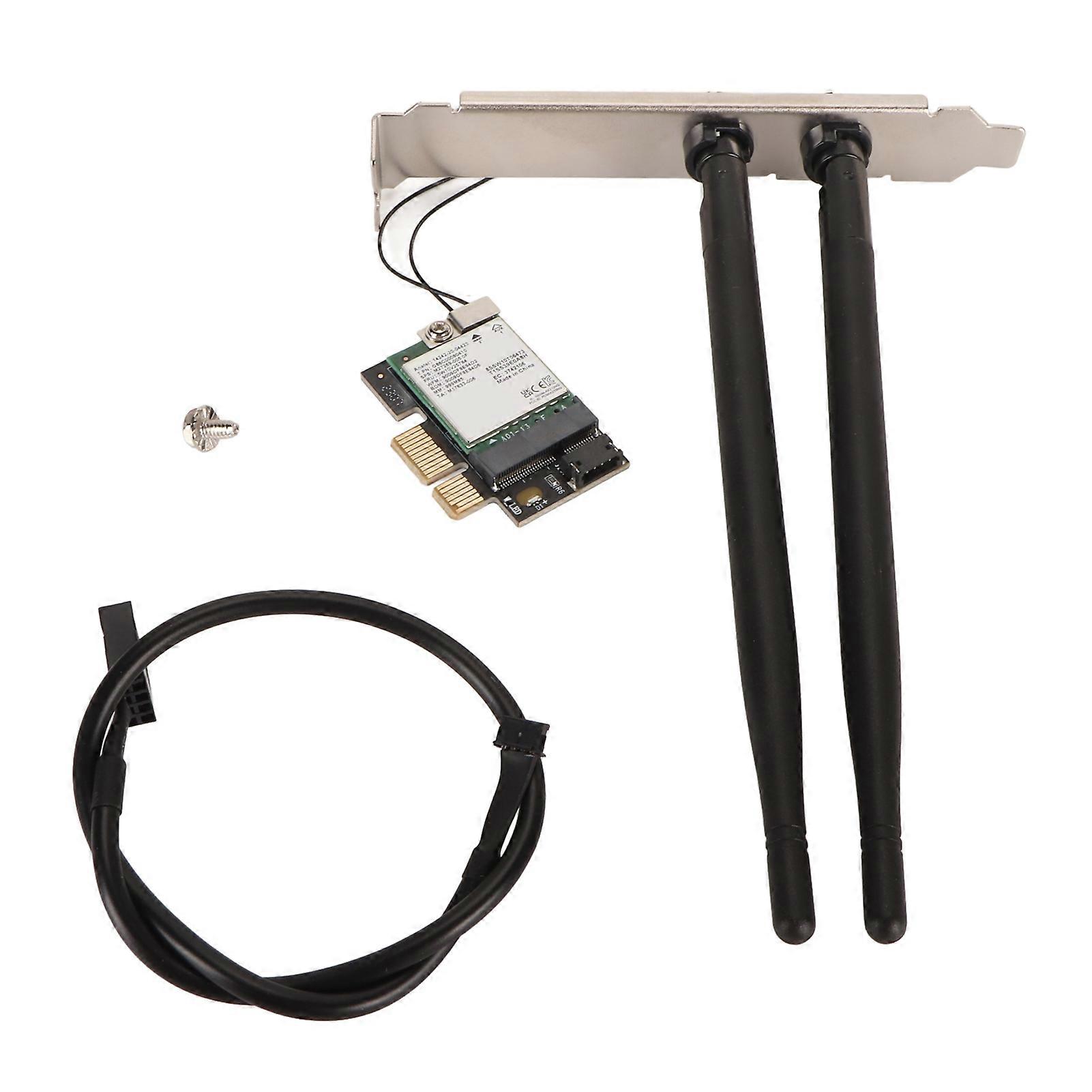 AX210NGW WiFi 6E Card with Antenna 5374Mbps 2.4Ghz 5Ghz 6Ghz Bluetooth5.2 PCIE Gigabit Network Card for Windows 10 11 for Linux Non Detachable Antenna