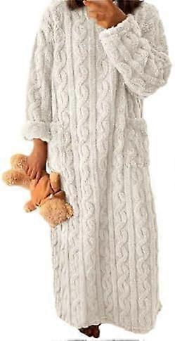 Women's Coral Fleece Winter Pyjamas Long Nightgown with Pockets, Thick and Warm House Clothes