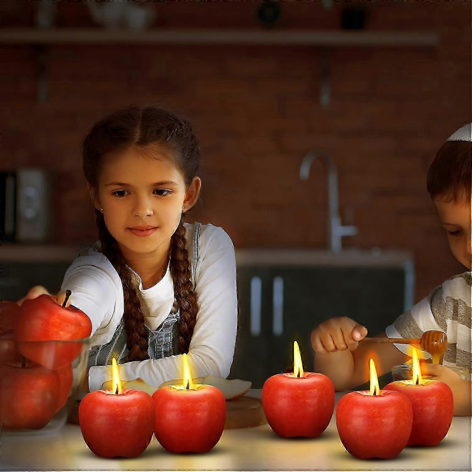 12db Apple gyertya, mesterséges kreatív alma alakú gyertyák, 3D Apple Shape Party viaszgyertya ajándékok karácsonyi születésnapi esküvőre