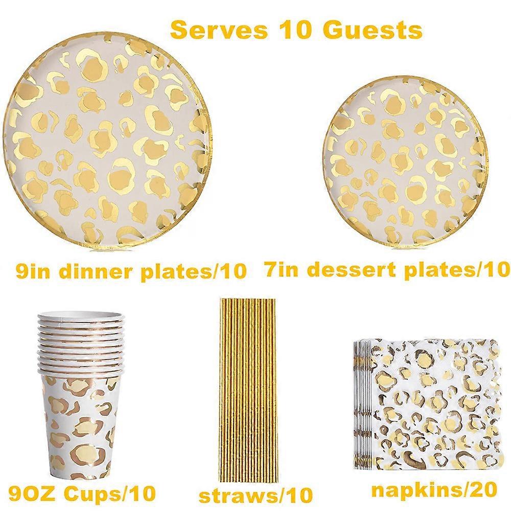 60Pcs/set Leopard Print Party Tableware Set Plates Cups Napkins Straws Leopard Print Baby Shower Jungle Safari Animal Supplies