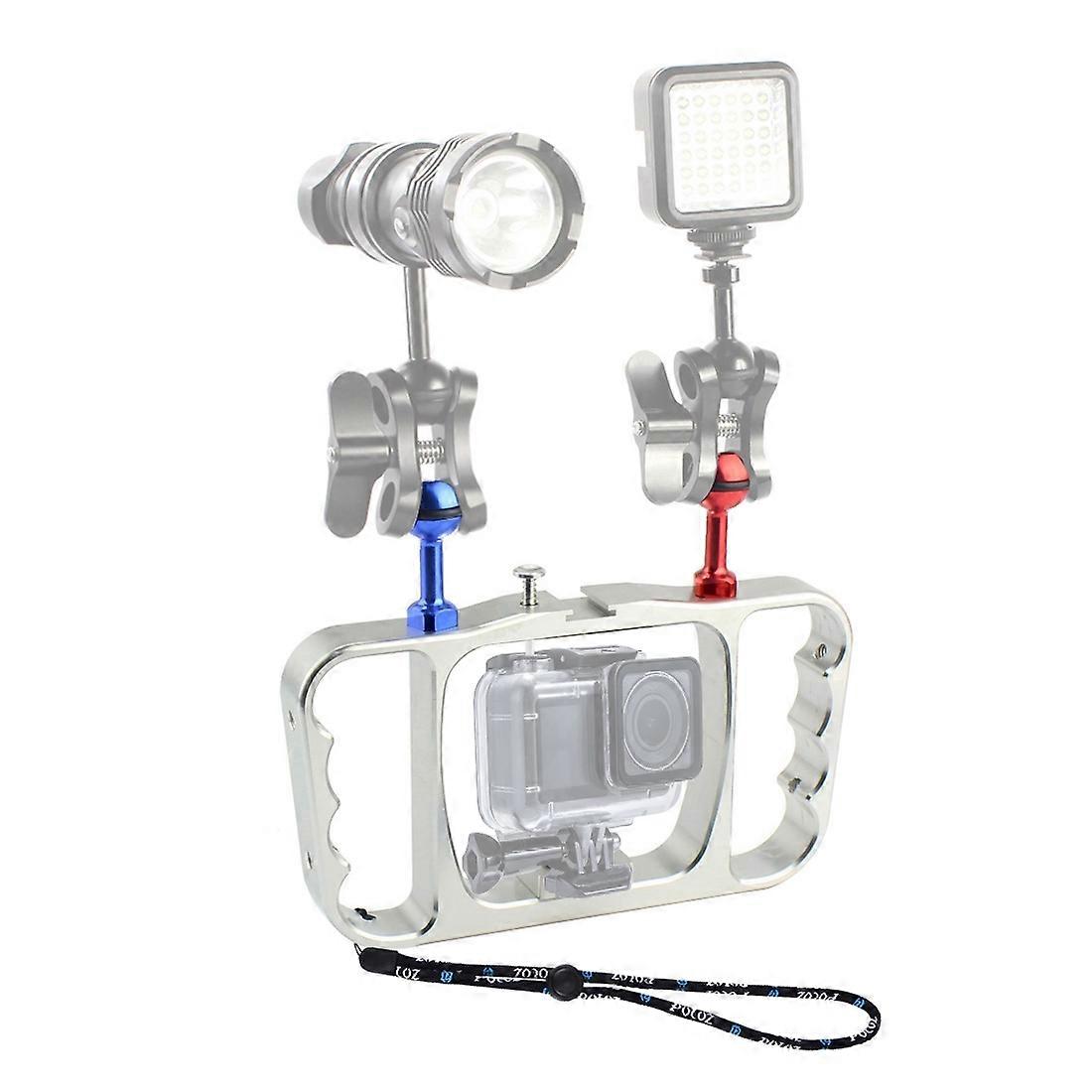 Dual Handheld Diving Light Arm Aluminum Mount for GoPro