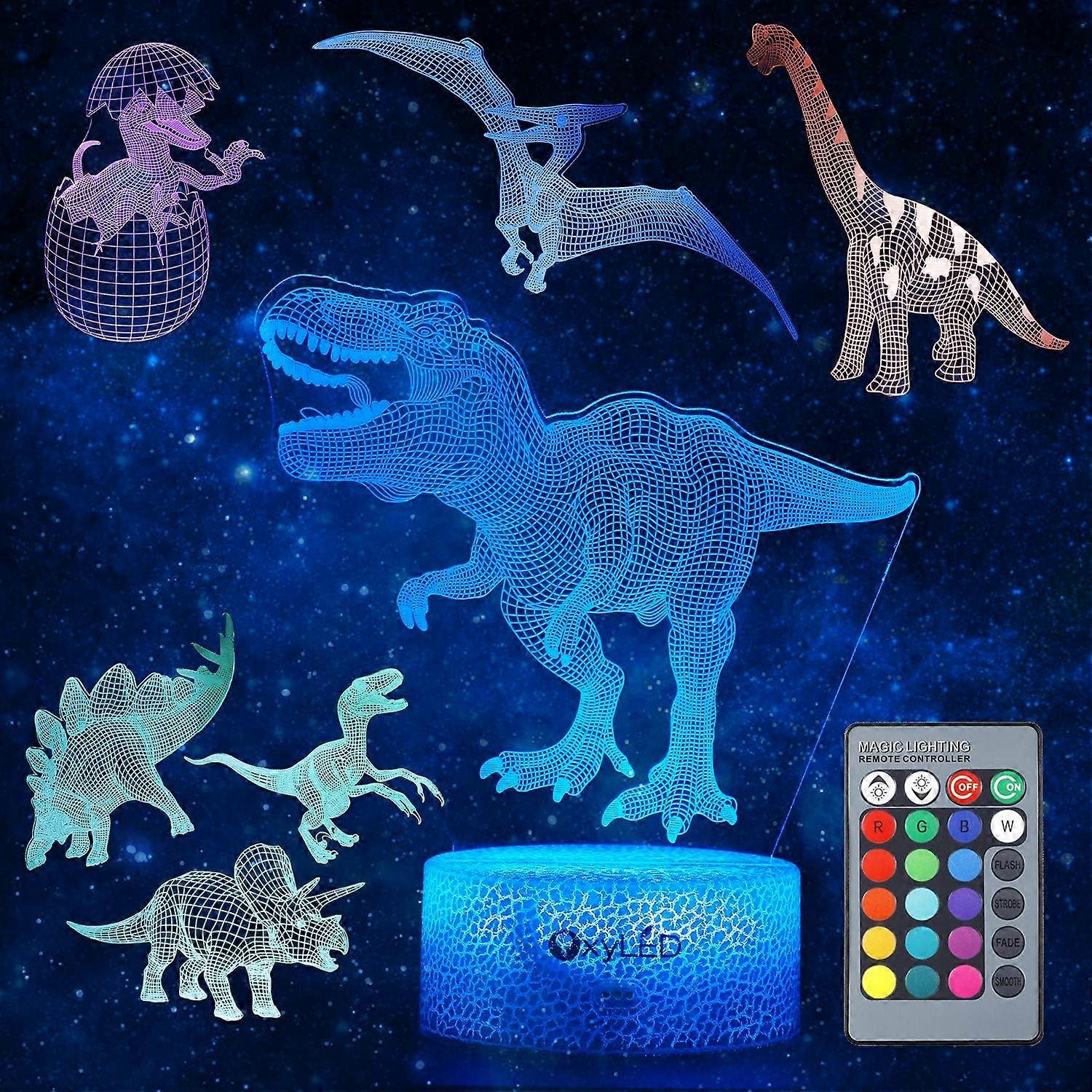 5 Τεμ Φως Νύχτας Δεινοσαύρων για Παιδιά - ATTOE 3D Παιχνίδια Δεινοσαύρων Dimmable με Τηλεχειριστήριο &; 16 Χρώματα Αλλαγή &; Smart Touch, Επαναφορτιζόμενη Κομοδίνο Nur