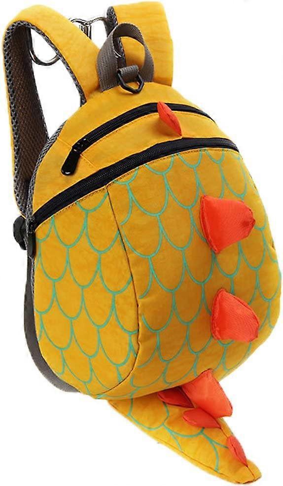 طفل صغير مقاليد حقيبة ظهر للأولاد حقيبة ديناصور لطيف حقيبة أطفال مضادة للضياع لمرحلة ما قبل المدرسة (أصفر)