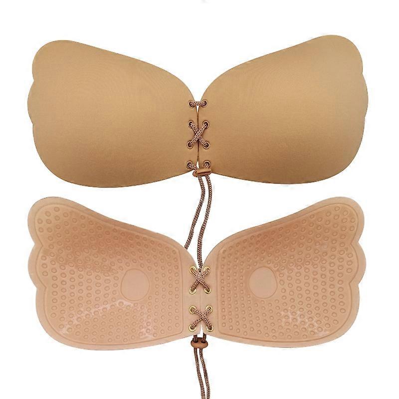Strapless Sticky Bra Backless Bra Invisible Silicone Bras Push up Bra for Women 2 Pack (C)