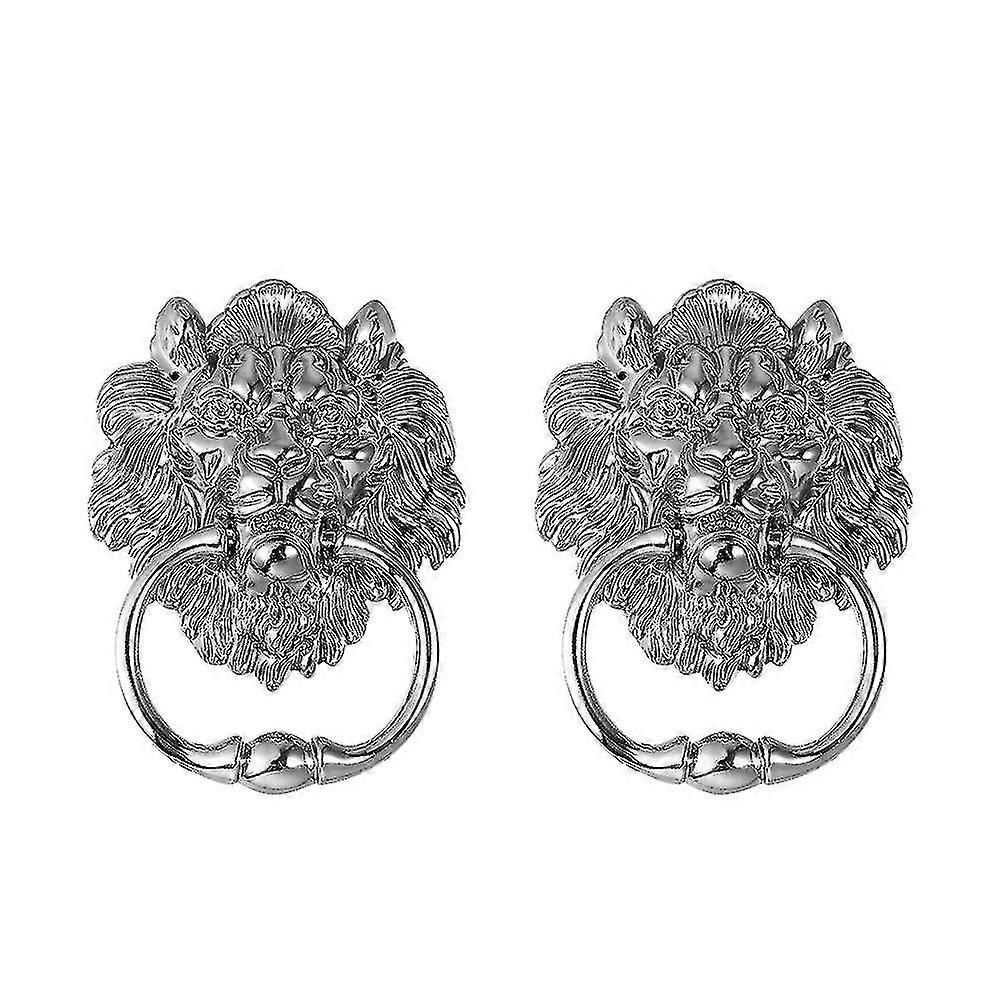 2pcs Lion Head Antique Durable Drawer Ring Pulls Cabinet Pulls Knobs Furniture Handle Cabinet Handle Door Knocker For Home