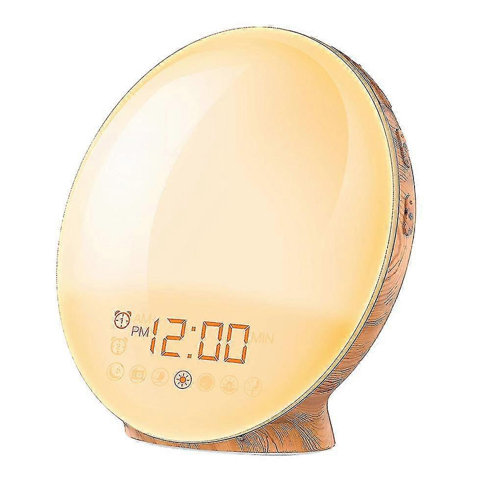 Led Light Alarm Clock Sunrise Simulation Sleep Aid With Fm Radio Snooze Clock For Bedroom