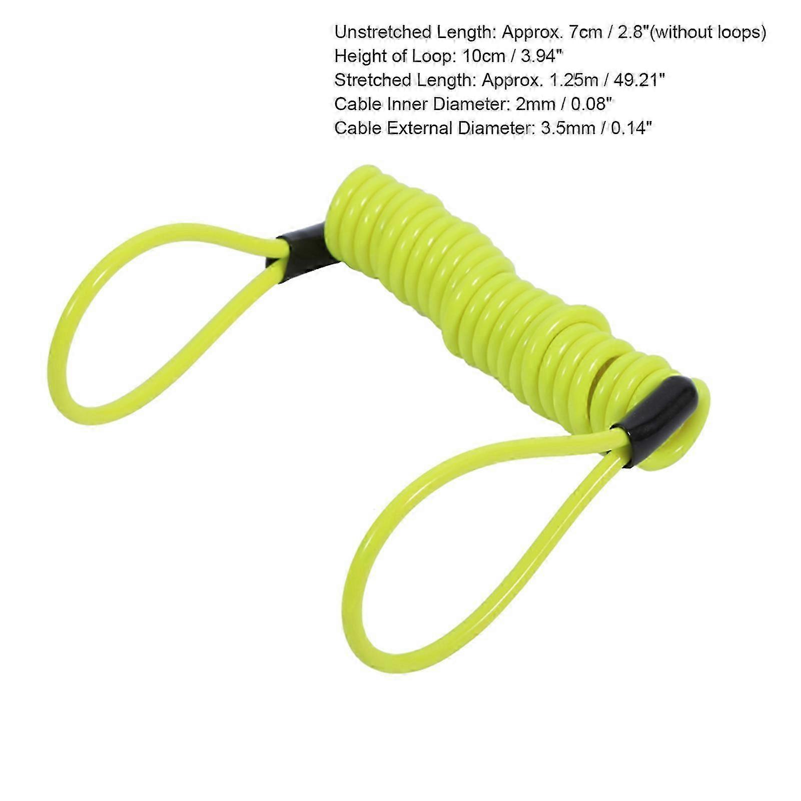 Motorcycle Bike Alarm Disc Lock Antitheft Security Spring Reminder Coil Cable Yellow