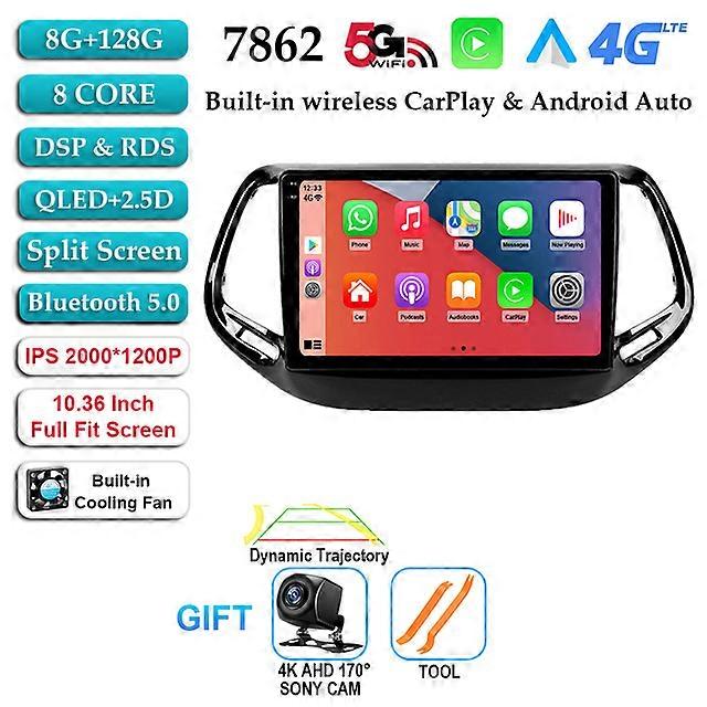 Android 12 Stereo For Jeep Compass 2017 - 2020 Car Radio GPS Navigation Multimedia Player Autoradio Audio Auto No 2Din 2 Din DVD