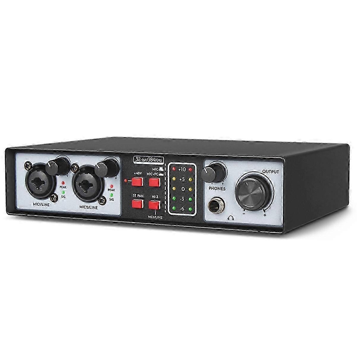2 In 2 Out Usb Audio Interface 32bit/384khz Studio Kit Record Professional Sound Card 48v Phantom