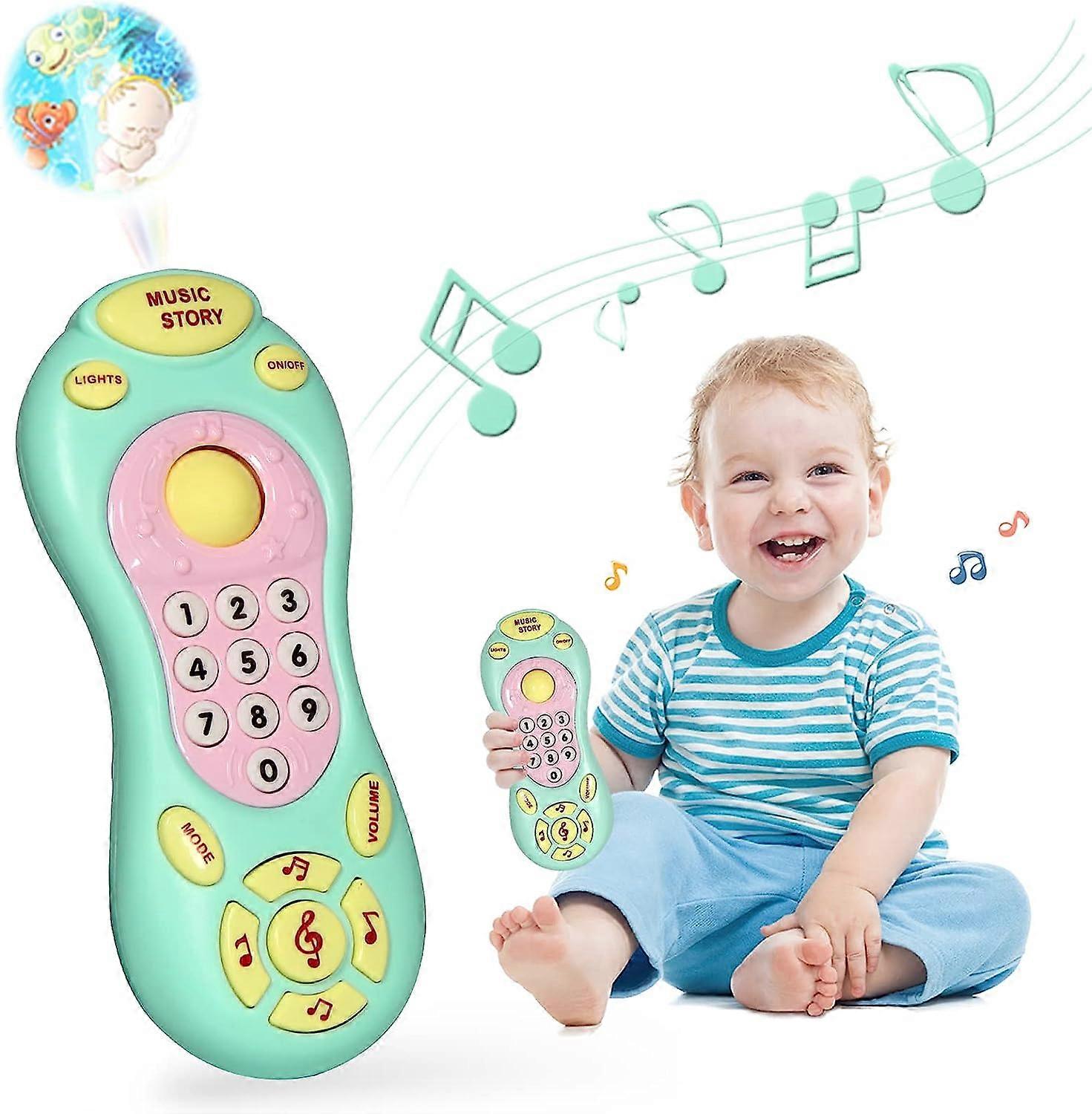 Multi-Functional TV Remote Control Toys Puzzle Early Education with Sound and Light Projection Realistic Learning and Educational Toys