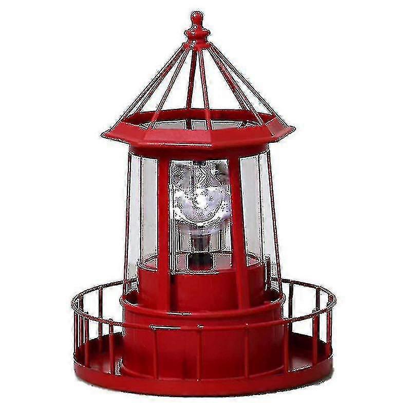 Solar Powered LED Lighthouse 360 Degree Rotating Courtyard Lights