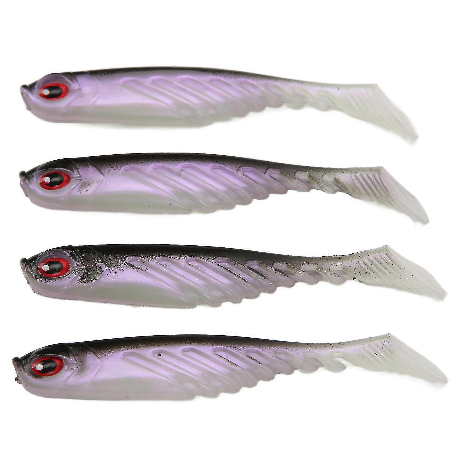 4PCS AR48 T Tail Soft Bait Double Colors Artificial Fishing Lures Wobbler Tackle