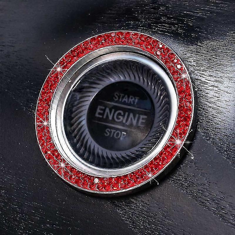 Car Interior One-key Engine Start Stop Ignition Push Button Ring Decor Diamante