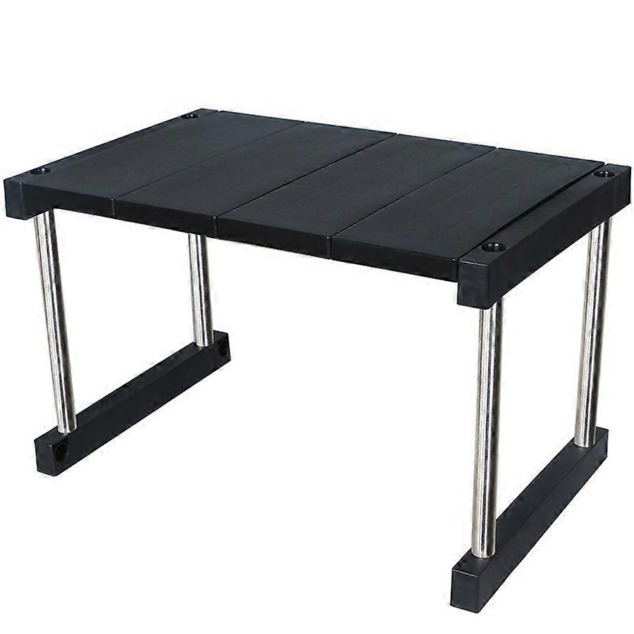 Kitchen Cabinet Counter Shelf Organizer Expandable Stackable Rack for Dish Sauce Black
