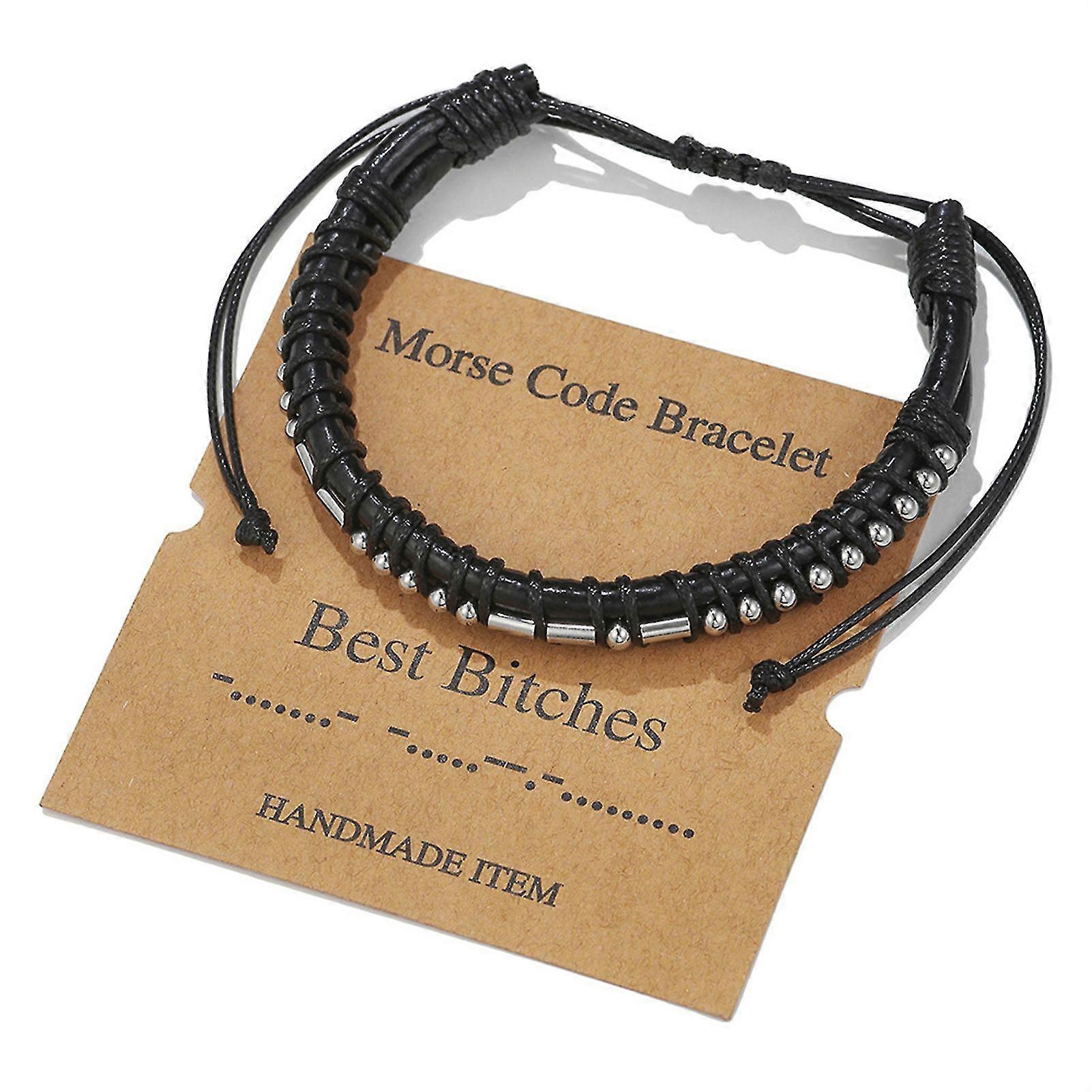 Morsecode Alphanumerisches Paar Armband Verstellbare Armbänder Morsecode String