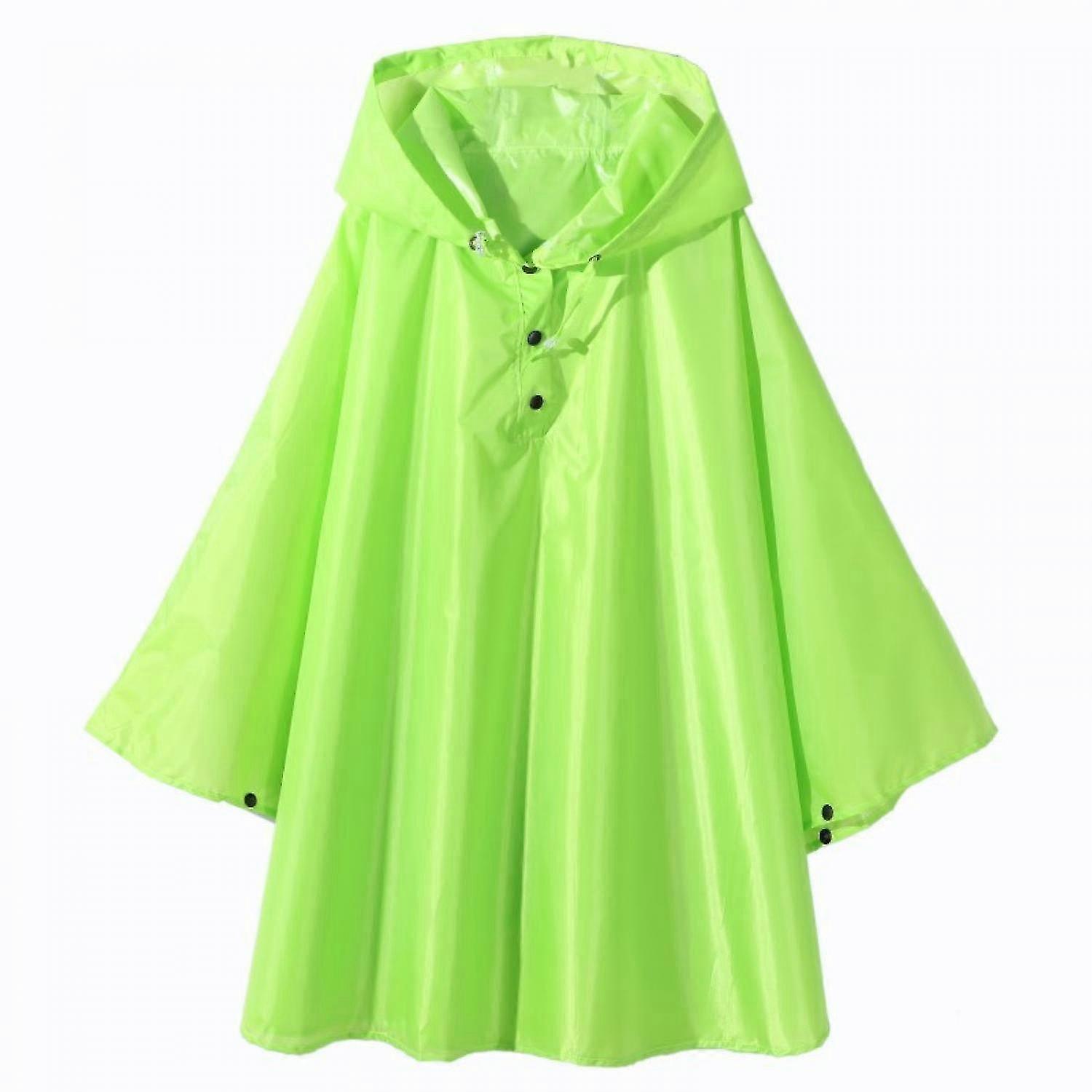 Kids Rain Poncho Hooded Jacket Rain Coat, Grass Green, S