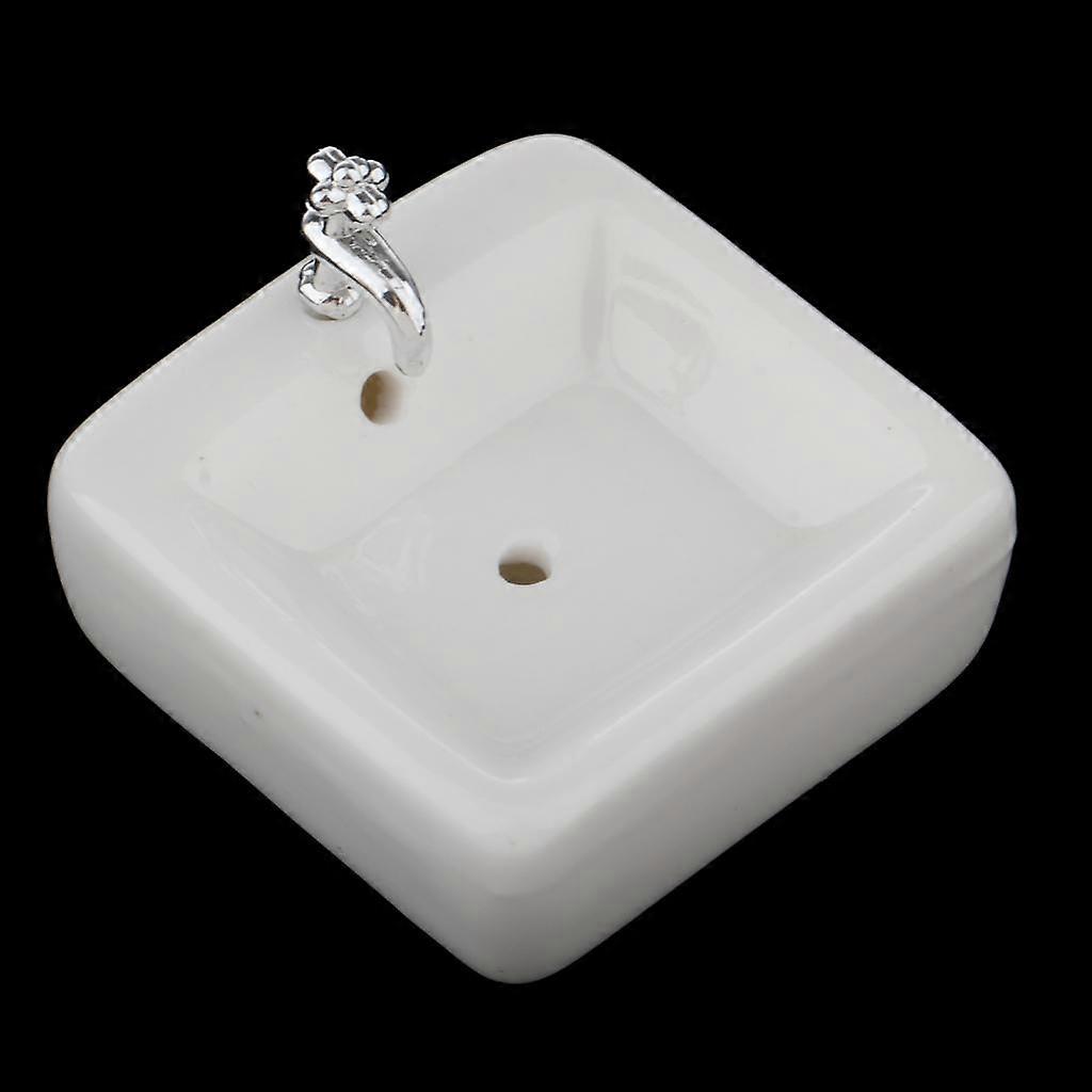 1/12 Miniature Square Wash Basin Simulation Dollhouse Bathroom Accessories