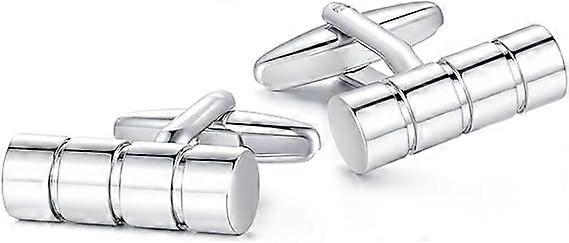 Manschettknappar för män - Cylinder för företag Bröllopspresent, Silver
