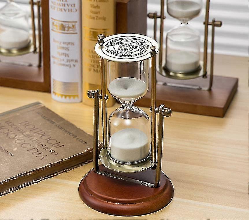 Vintage 30minute/15 Minute Hourglass, 360 Rotating Sand Timer Clock, Brass 30minute/15 Min Glass Compatible