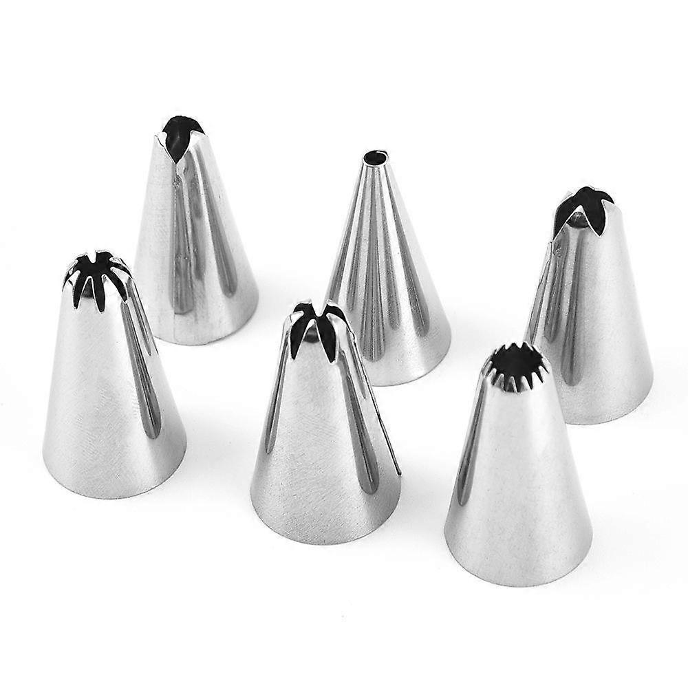 6 Pcs Stainless Steel Piping Tips Set Cake Nozzles Tools