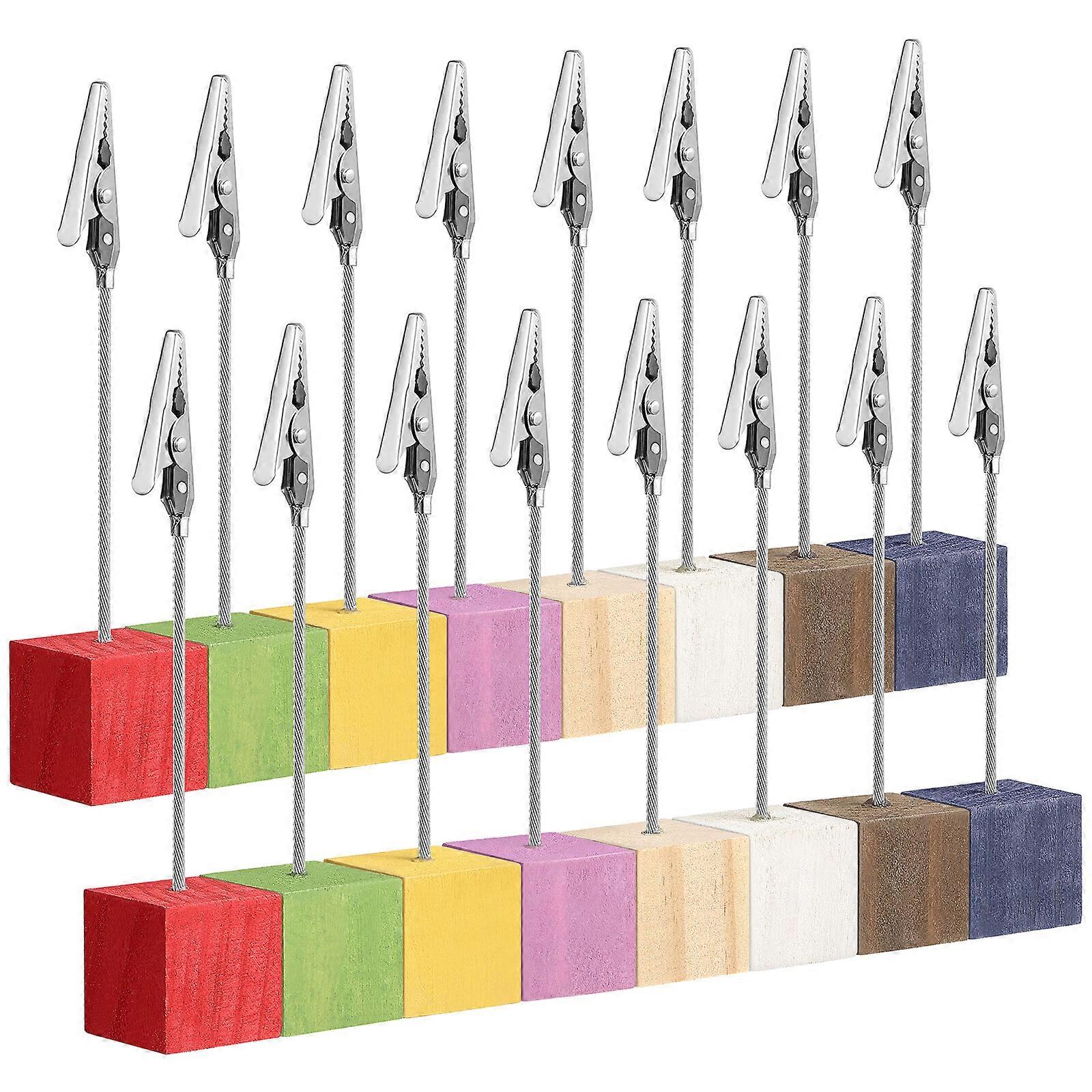 16pcs ξύλινος κάτοχος καρτών θέσεων βάσης επιτραπέζιος φωτογραφικός συνδετήρας κάτοχος υπομνημάτων στάσεων κάτοχος καρτών ονόματος