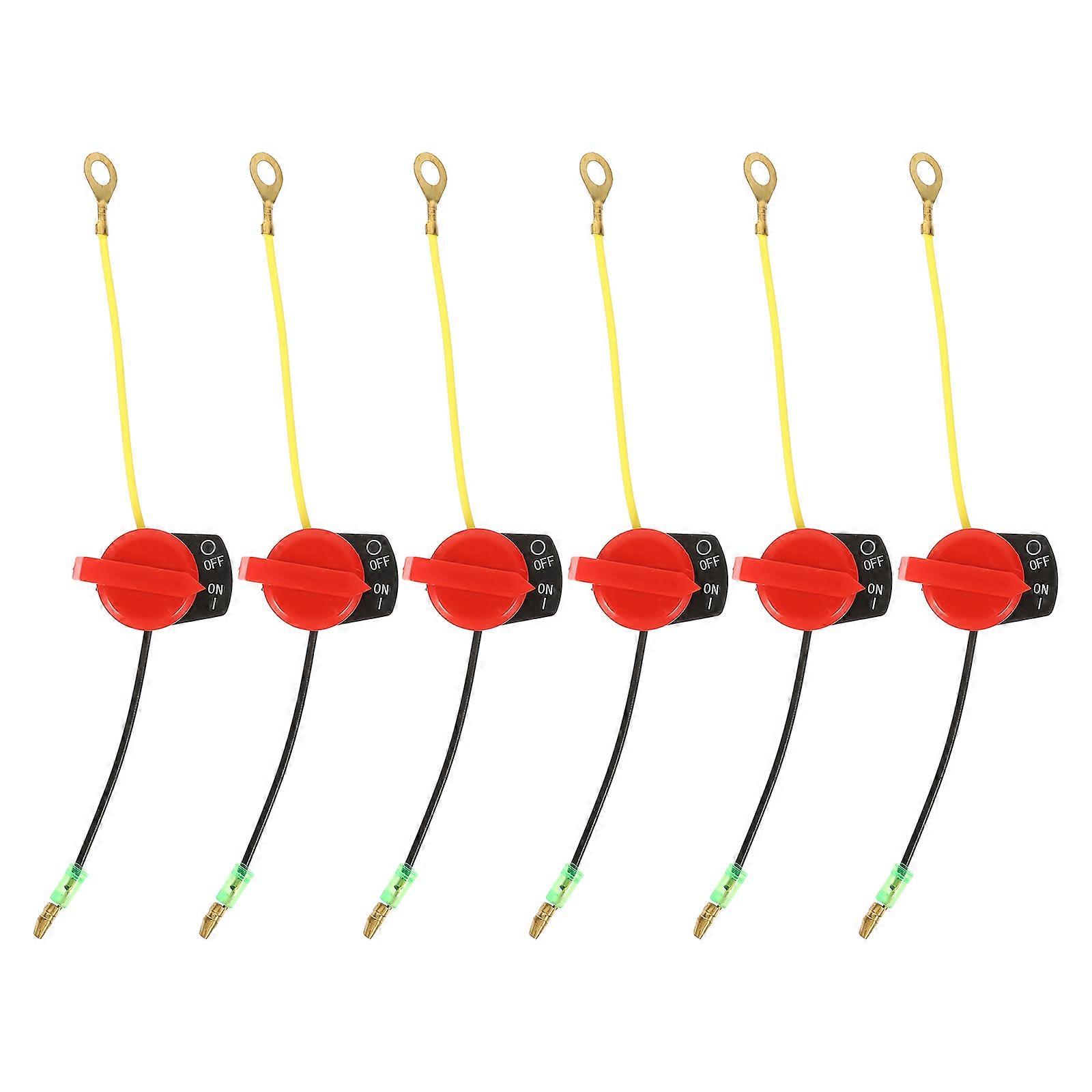 6pcs On Off Engine Stop Switch Engine Switch Engine Generators Lawn Mower Supplies (Single Head Single Line)