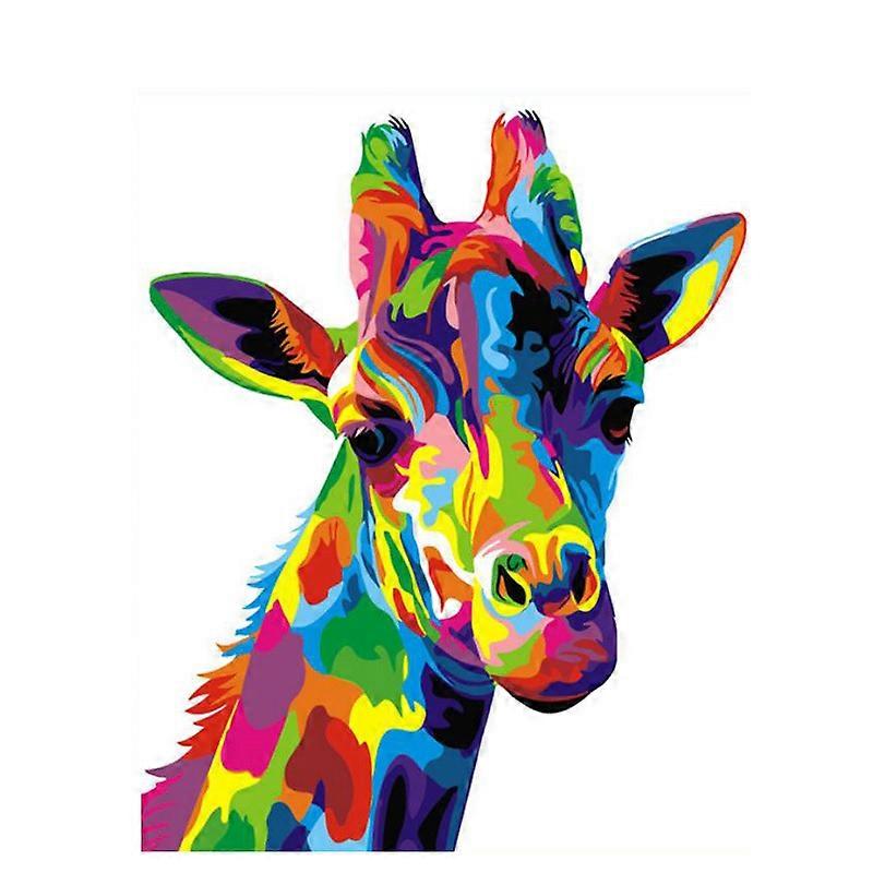 Paint by Numbers for Adults, Kids, Beginners, DIY Kits with Brushes and Acrylic Pigment, 16" x 20" Colorful Giraffe [Unframed]