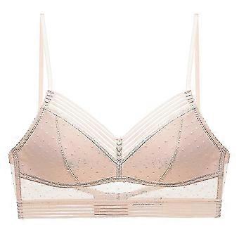 Nude Mesh Lace Bralette Crop Top for Women - Ultra Thin Low Back Comfort Lifting Bra