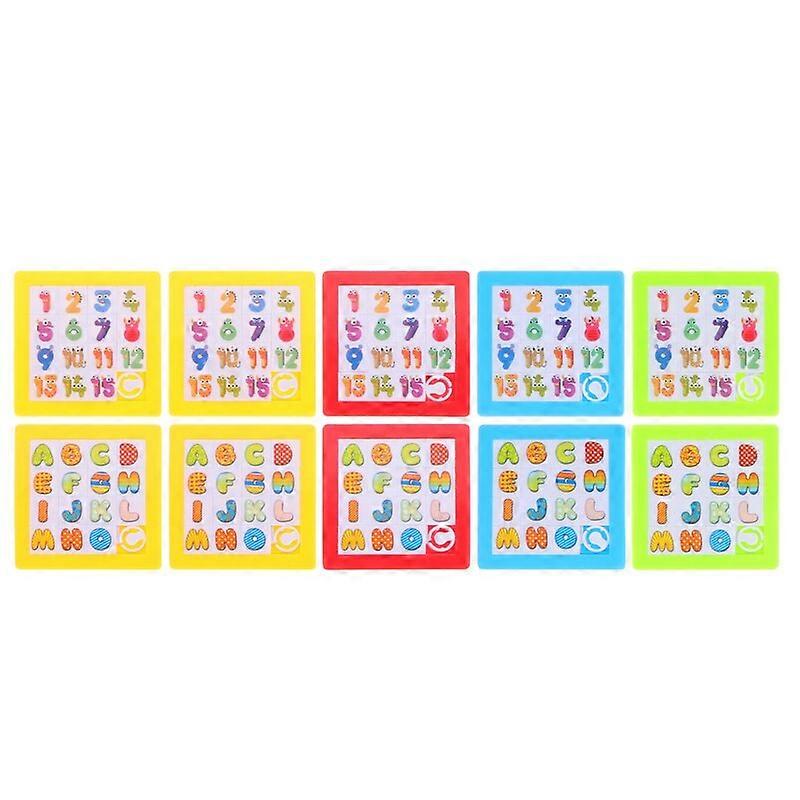 10Pcs Funny Slide Number Puzzle Children Intelligence Toys Number Teaching Board