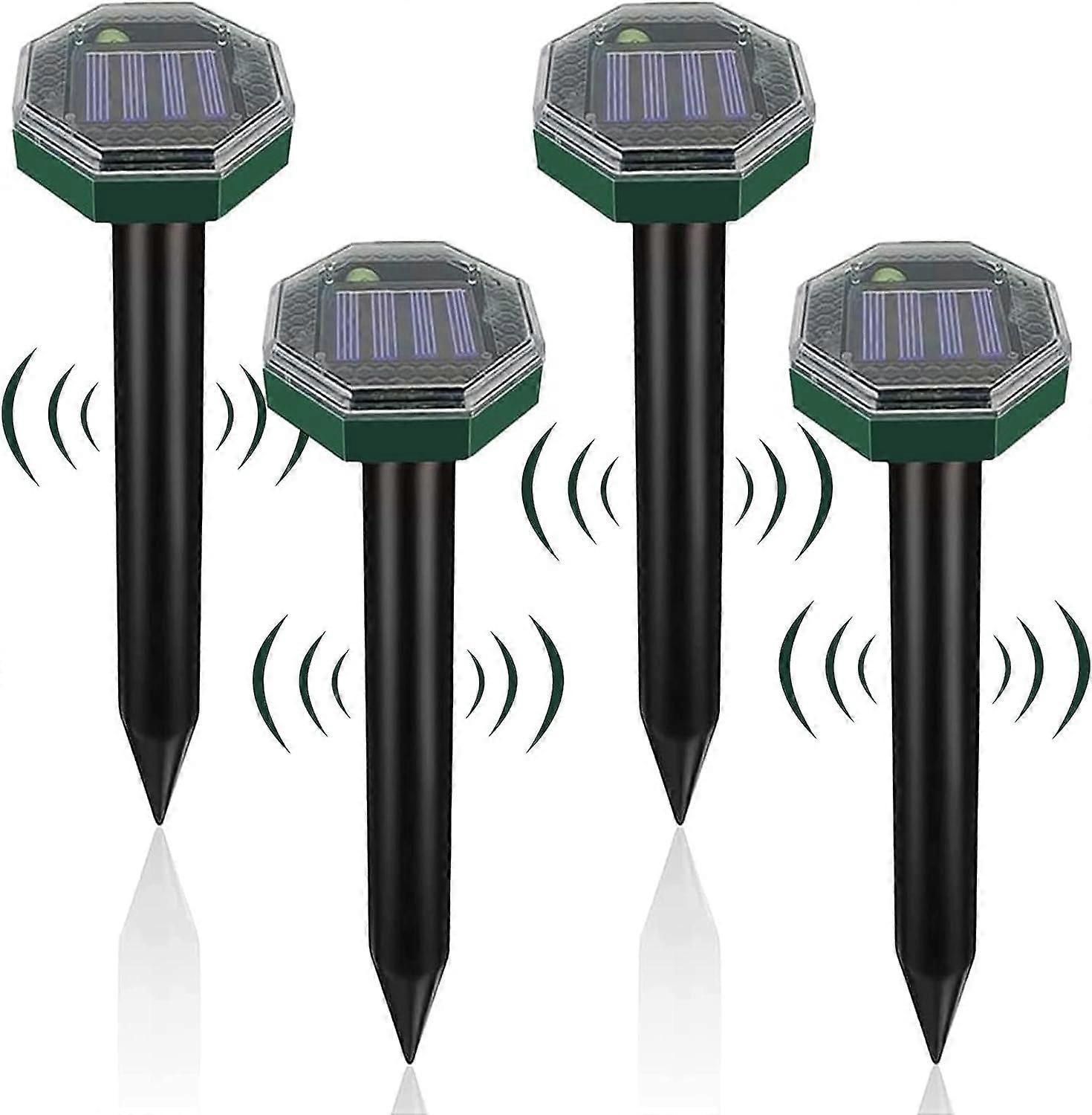 4pcs Solar Mole Repeller, Ultrasonic Solar Mole Repeller, IP65 Waterproof Solar Mole Repeller, Ultrasonic Snake Repeller, Solar Mole Repeller for Anti