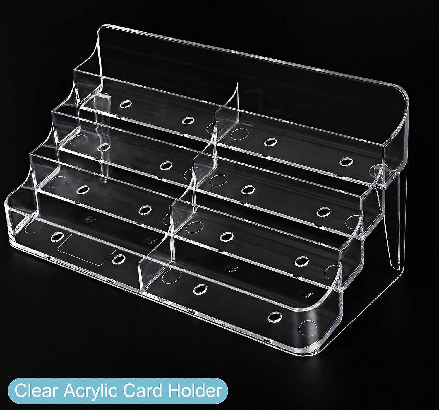 Zavekia Acrylic Business Card Holder - 8 Pocket Desk Organizer, 2 Pack, Transparent