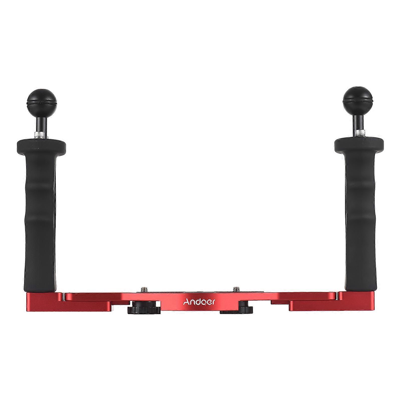 Andoer Dual Handle Camera Diving Rig Handheld Underwater Tray Stabilizer Diving Bracket for GoPro Canon Sony Nikon DSLR Camera