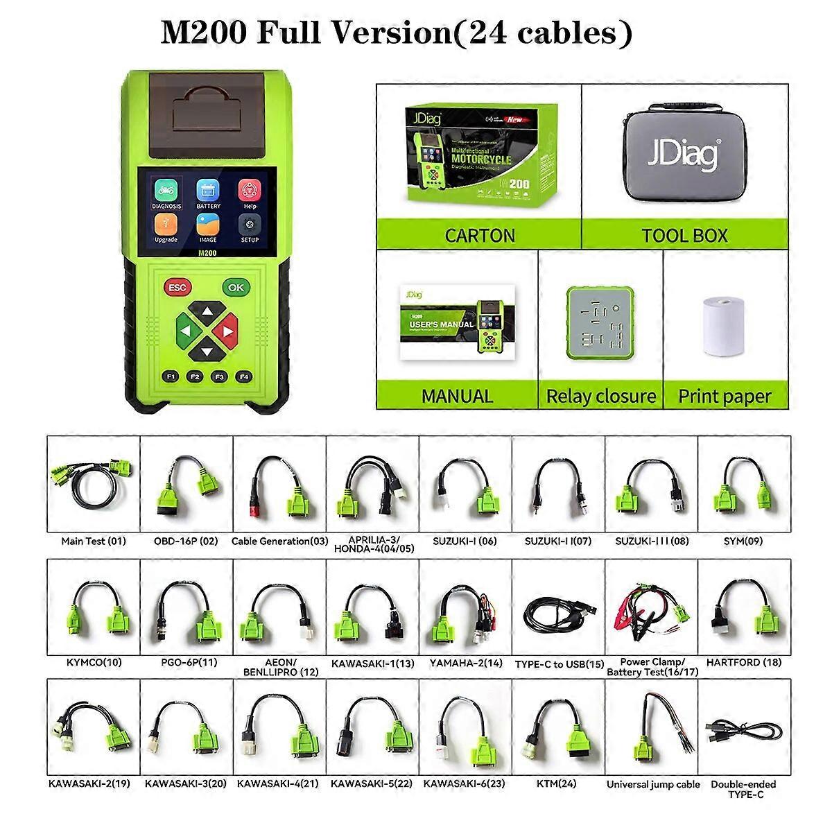 JDiag M200 Motorcycle Diagnostic Scanner OBD2 Moto Code Reader Real Time Data Battery Tester For BMW Yamaha Honda KTM  Kawasaki