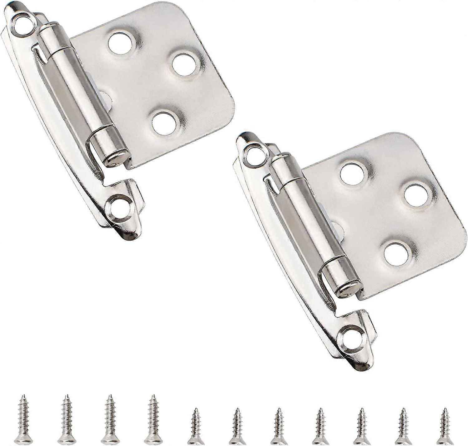 Door Hinges, 1 Pair Hinges for Cabinet,Cupboard,Wardrobe Doors (Silver)