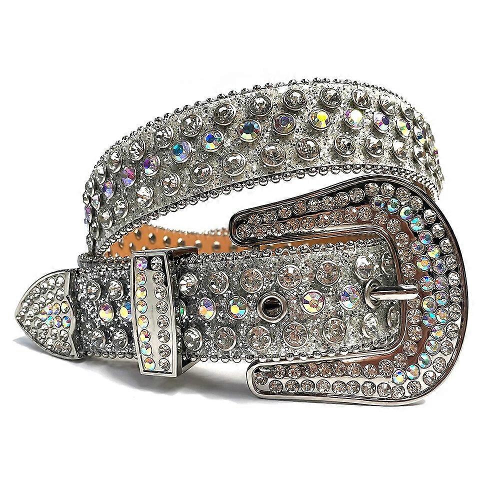 Fashion Trend Rivet Rhinestone Inlay Pearlescent Lacquer Wide Belt