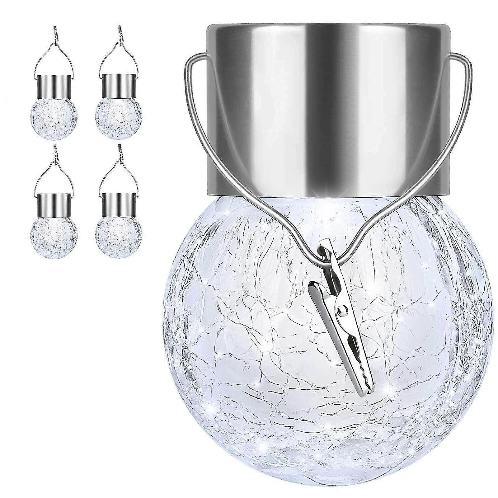 4pcs Outdoor Hanging Solar Lights, Crackle Globe Lights For Garden, Outdoor Globe Lights For Tree Hanging