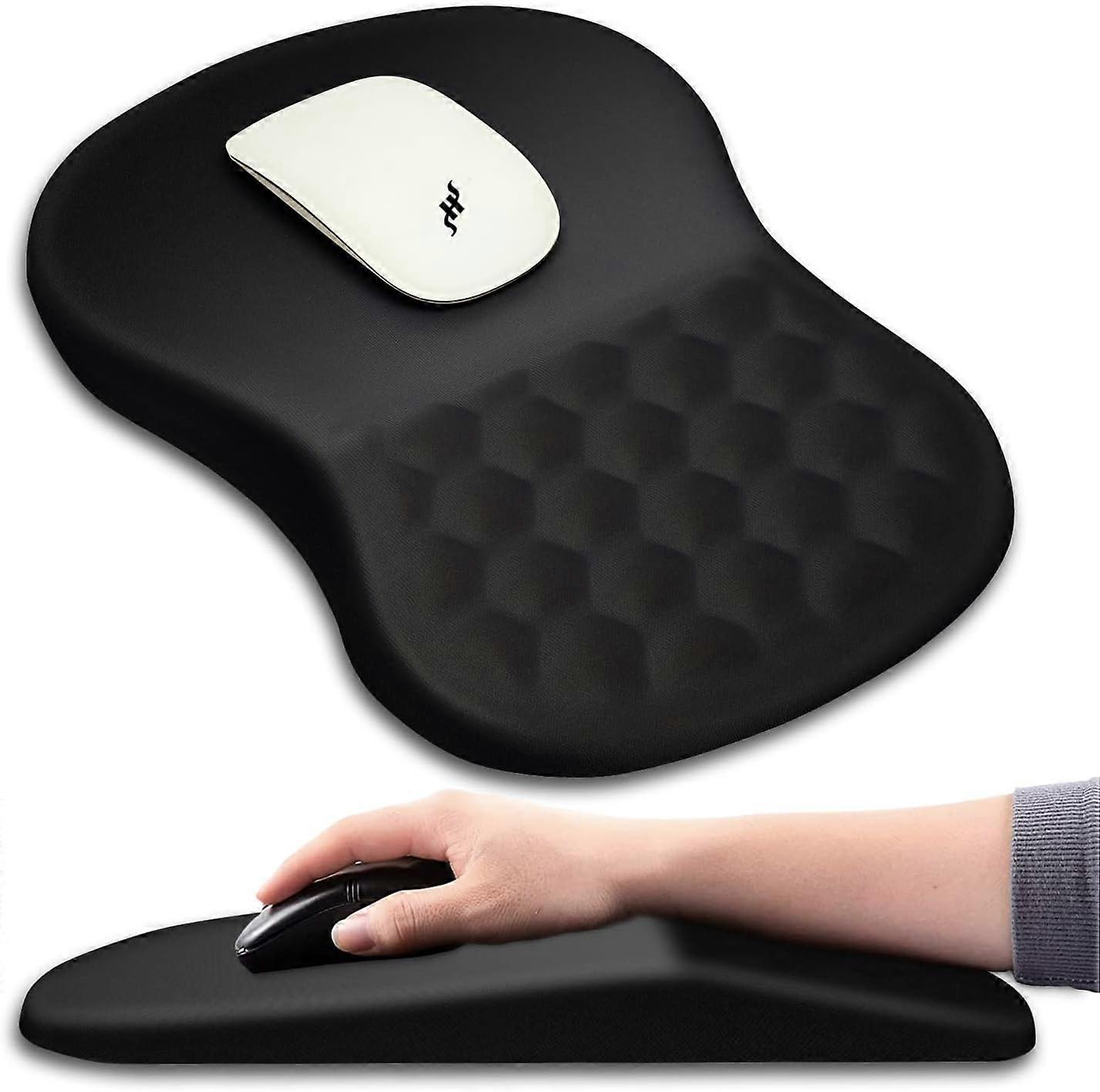 Ergonomic Mouse Pad Wrist Support with Massage Design, Wrist Rest Pain Relief Mousepad Wrist Support with Memory Foam&Non-Slip PU Base, Mouse