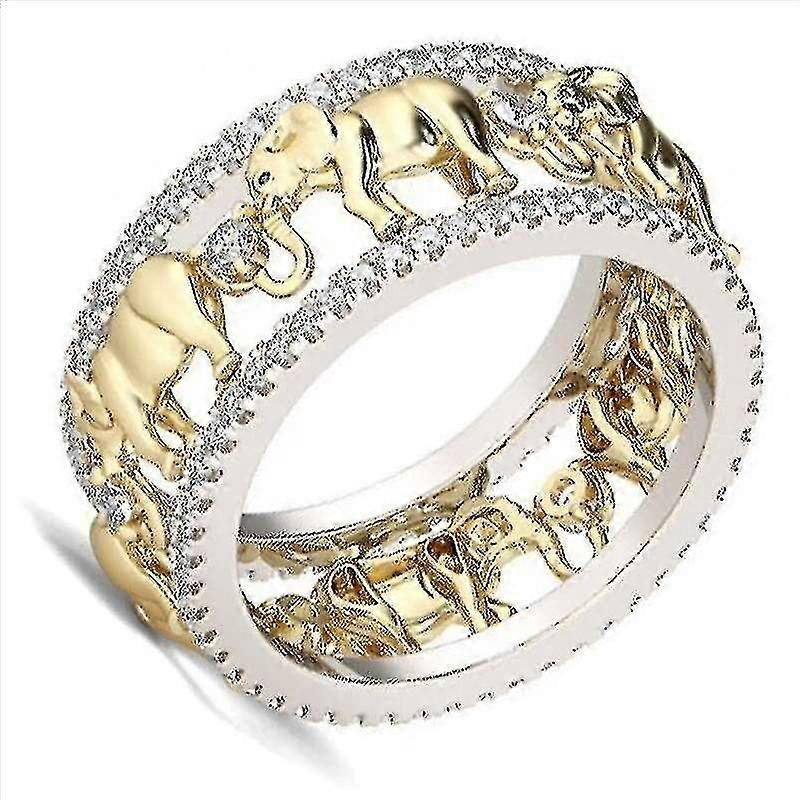 Ring Electroplated Elephant Ring With Diamonds High Quality