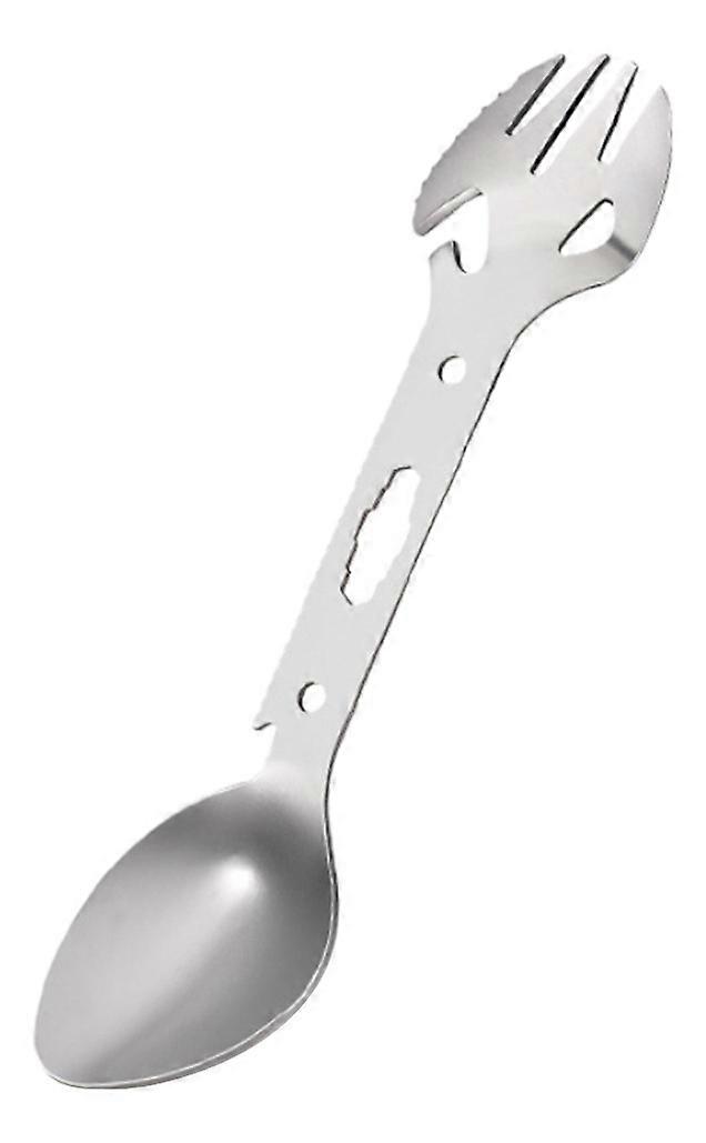 Outdoor Multi-Function Fork Spoon Tableware Spoon Camping Cookware Bottle Opener Wrench Harpoon (1Pcs)