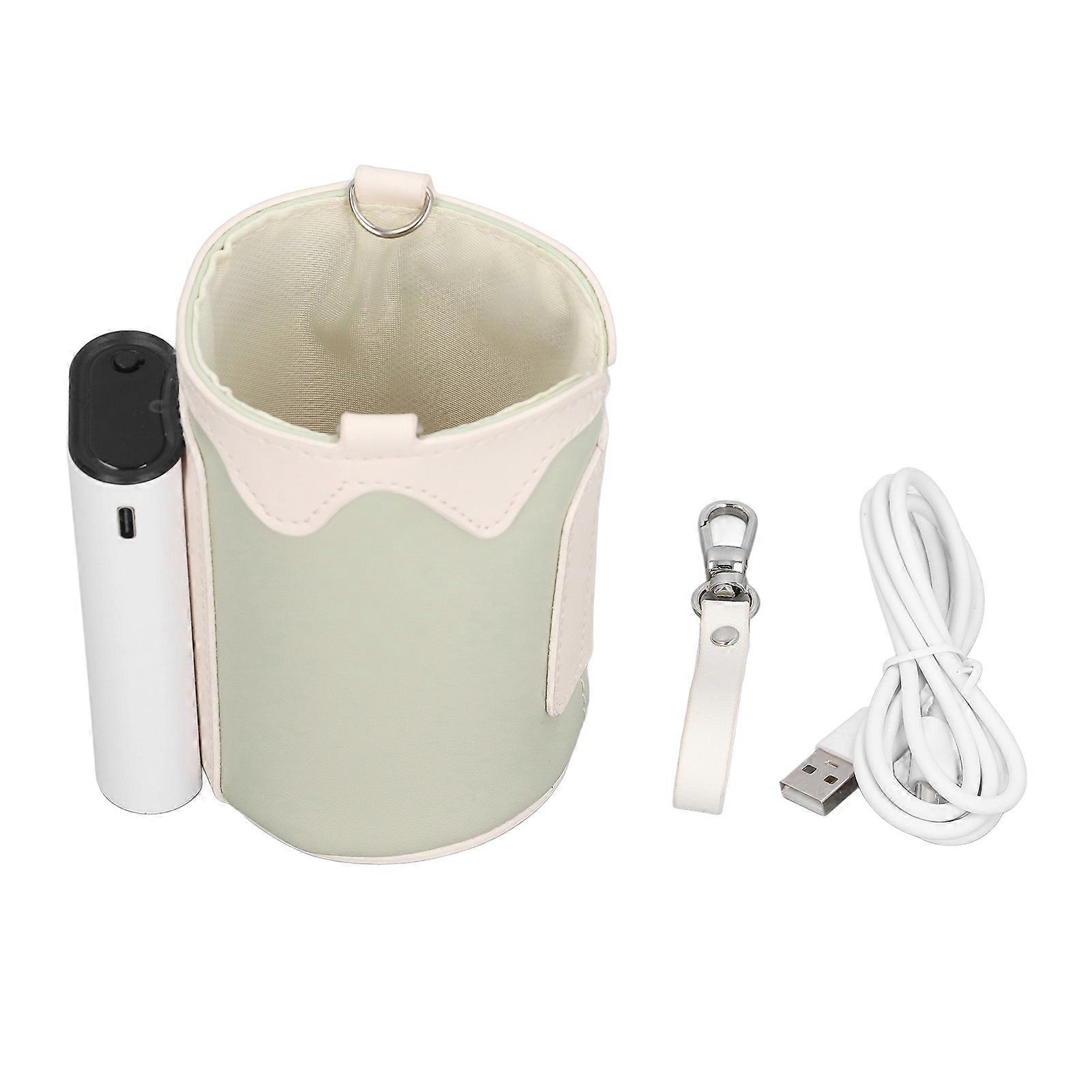 Portable Bottle Warmer Digital Display 21 Gears Temp Adjustable Rechargeable Universal Milk Warmer Bag for Travel Home Green