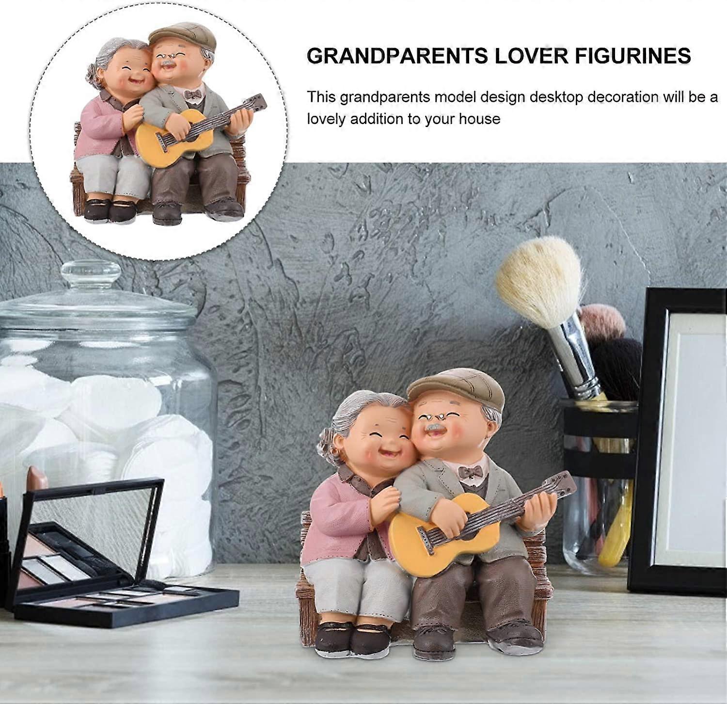 Homanda Resin Elderly Couple Cake Topper Figurine - Wedding Anniversary Decoration (4.9x3.7x5.1 In) - View #2