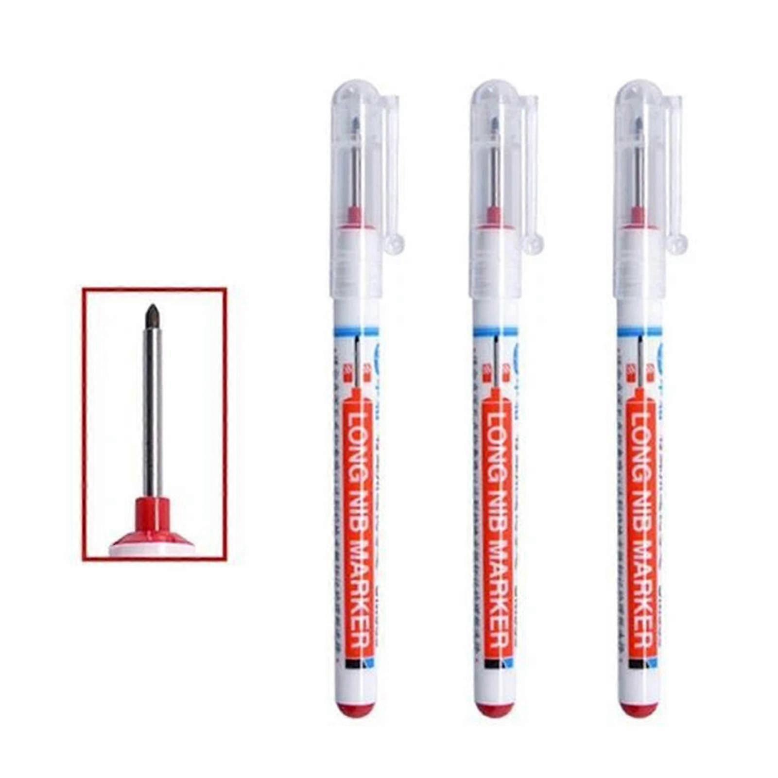 3pcs Long Head Bathroom Woodworking Multi-purpose Marker Deep Drill Hole Long Nib