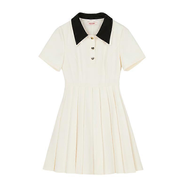 المرأة الحلوة بولو قميص اللباس البيج الصيف قصيرة الأكمام أزياء الخصر سستة عارضة أنيقة لطيف رداء أنثى