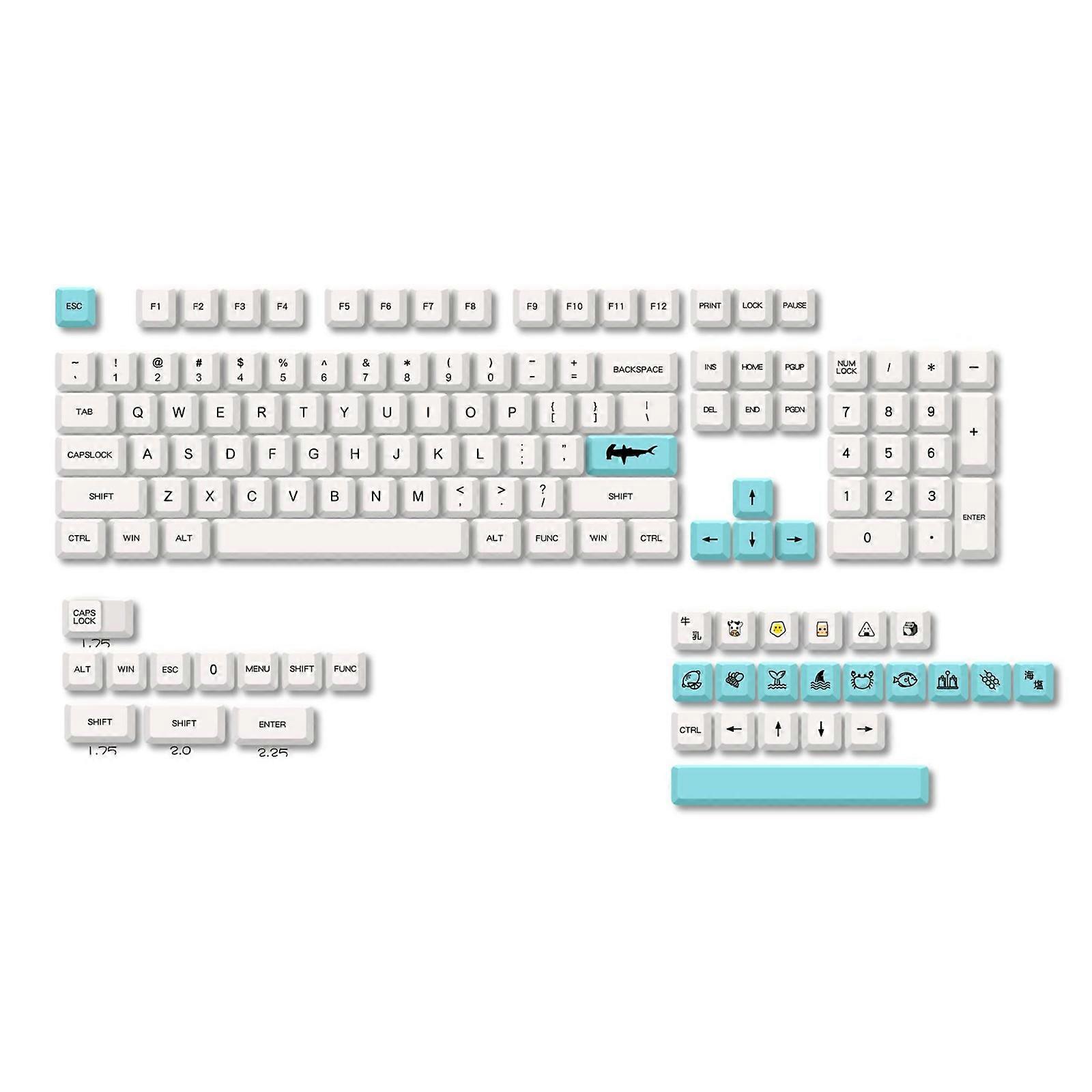135Keys Full Set for Fresh Design PBT Dye Subbed Keycap Sea Salt XDA Profile for