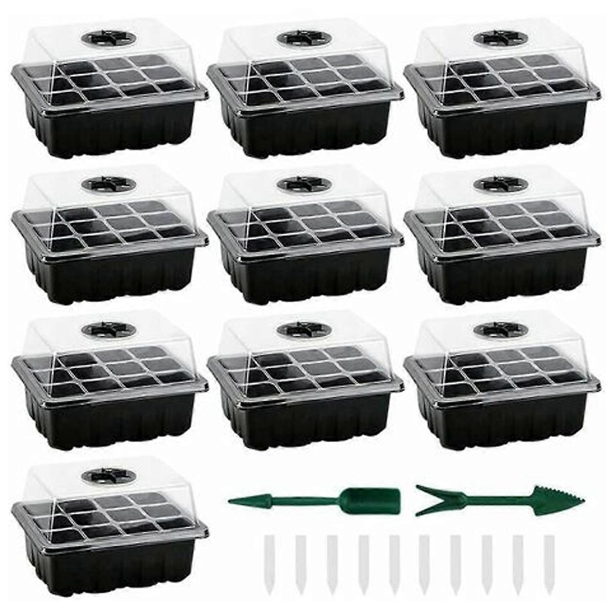 10PCS - Seedling Boxes - with Ventilation Holes 12 Holes Black (two kinds of accessories in the other two links, a total of three links)