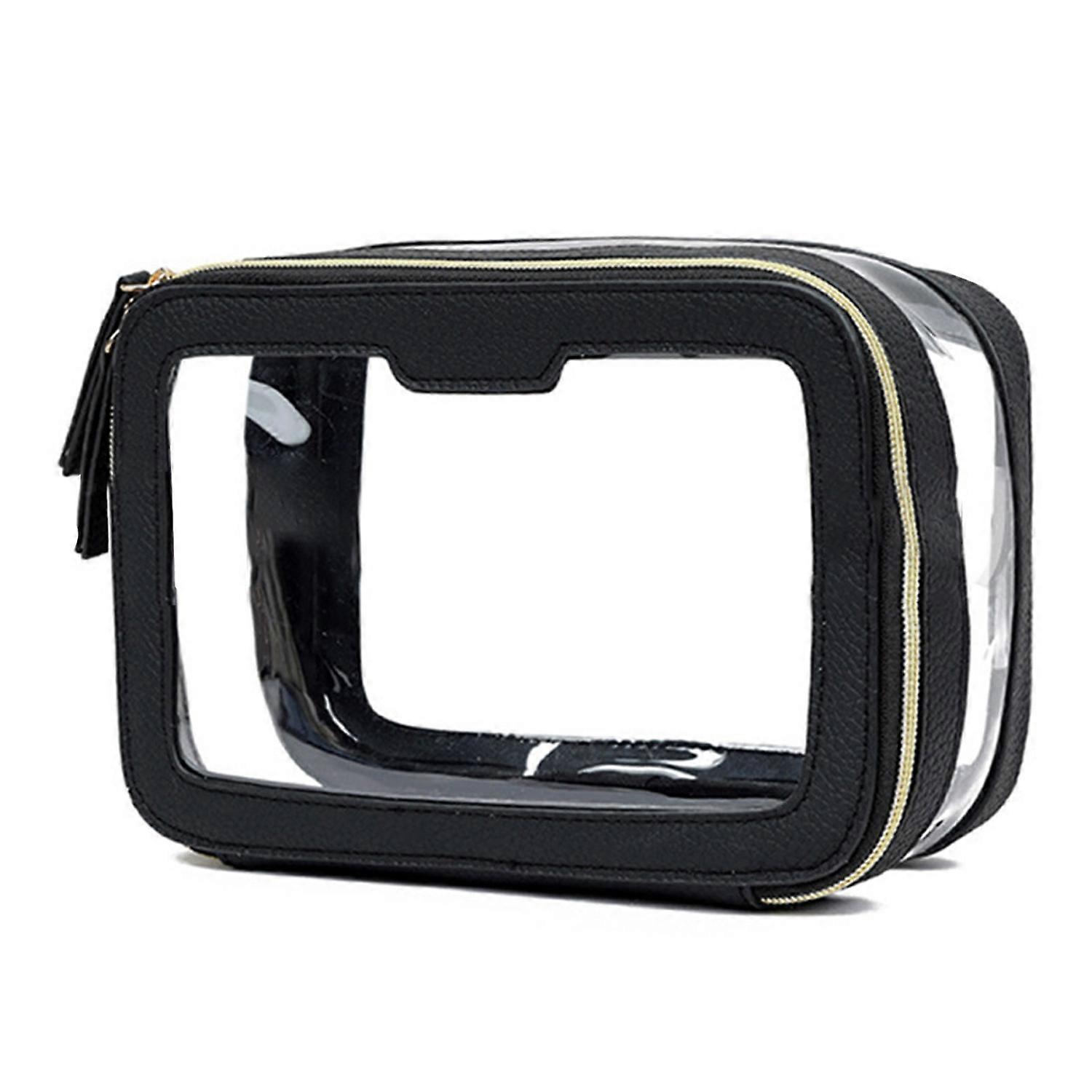 Transparent Cosmetic Bag Zipper Closure Waterproof Visible Portable Square Shape Large Capacity