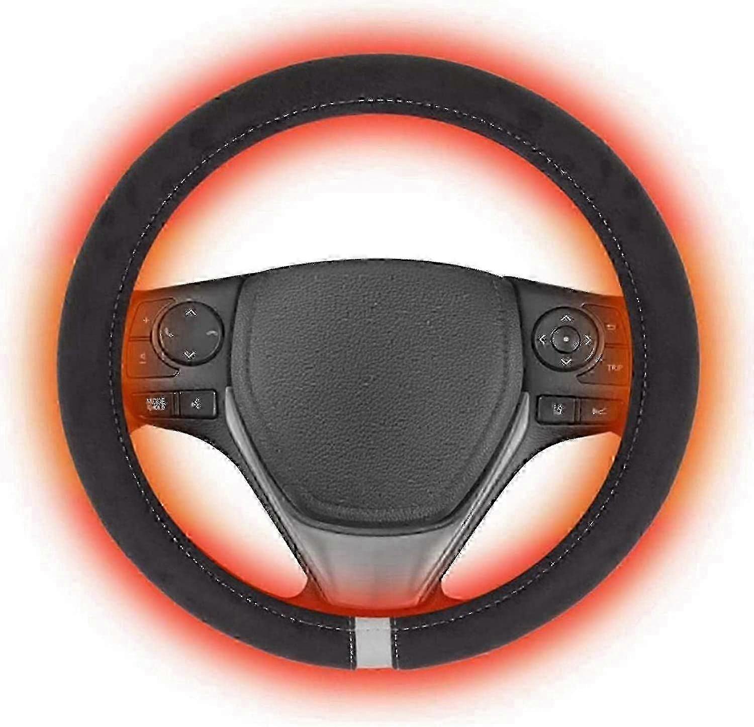 Uppvärmd rattöverdrag för bil 12v 15 i bilen universal vinterratt uppvärmd handvärmare rattskyddsöverdrag
